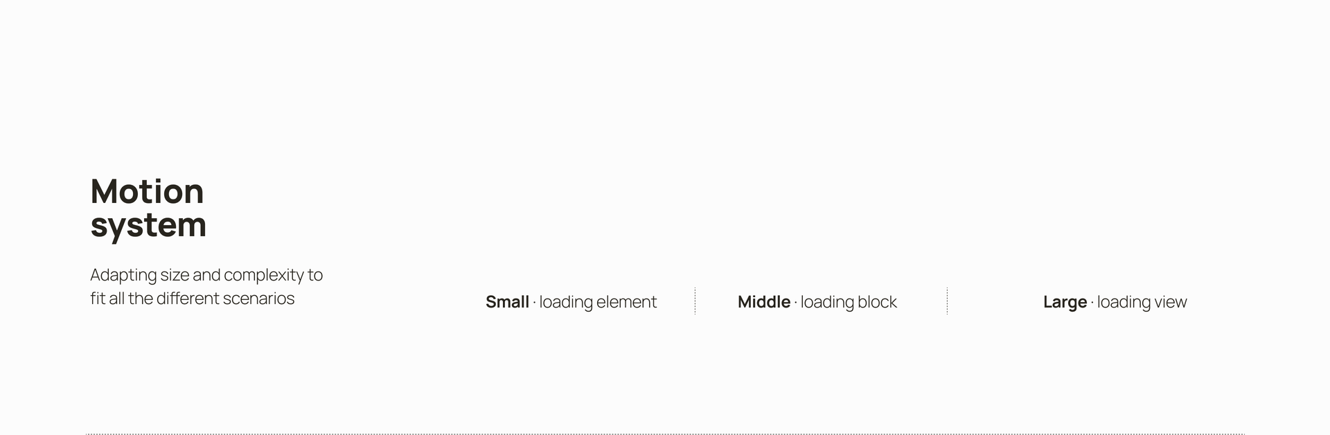 Motion system — adapting size and complexity to different scenarios
